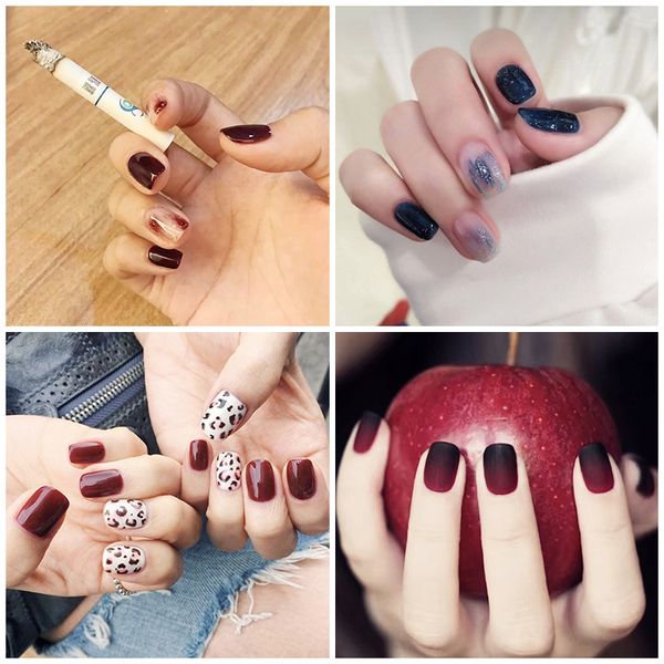 

Простой 24 шт. / Компл. Черный + красный градиент прыжок цвет дизайн готовые накладн