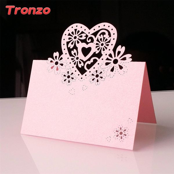

tronzo 10pcs laser cut love heart table cards wedding party favors decoration paper vine seat cards name place