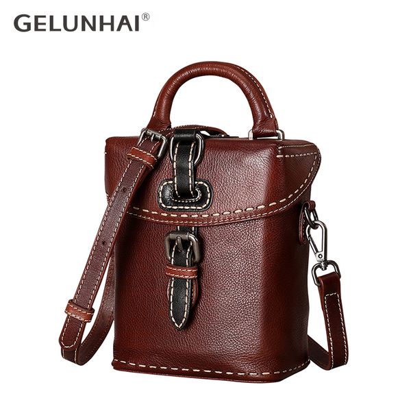 

gelunhai new women's handbags vintage mother's handbag cow leather single shoulder messenger bag vertical handbag crossbody bags