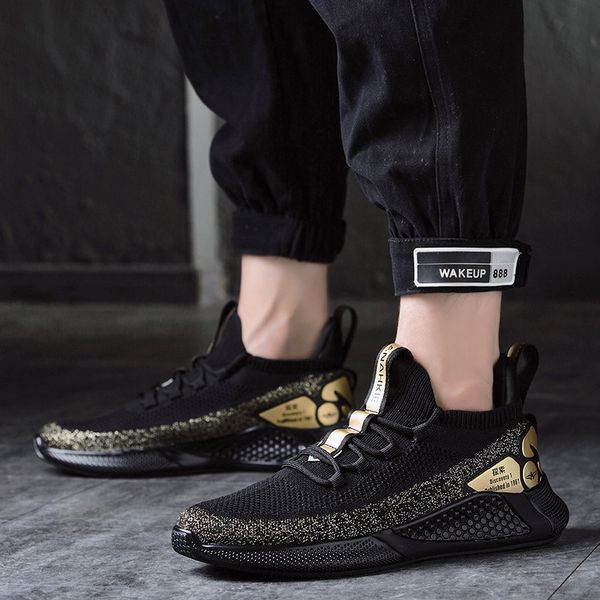 

2020 men's casual shoes breathable summer popcorn bottom shoes male summer influx of sports shoes, Black