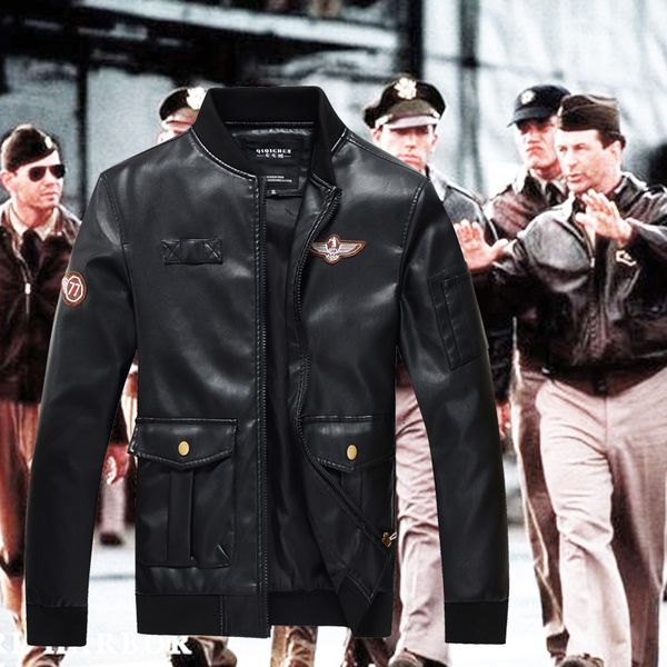 

мужская дизайнерская городская искусственная кожа air force flight jacket tide, Black;brown