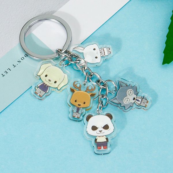 

llavero de anime beastars legosi keychain cartoon figure acrylic pendant keyring, Silver