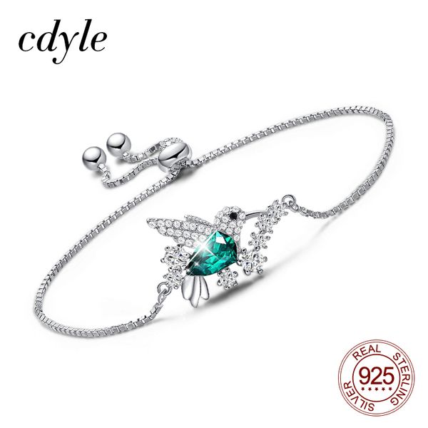 

cdyle 925 sterling silver bird bracelet embellished with crystal link chain bracelet jewelry gift armband damen, Golden;silver