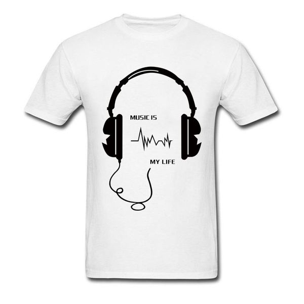 

music is my lift 2020 casual style youth t-shirt men white black tee shirt short sleeve headphone hip-hop street wear