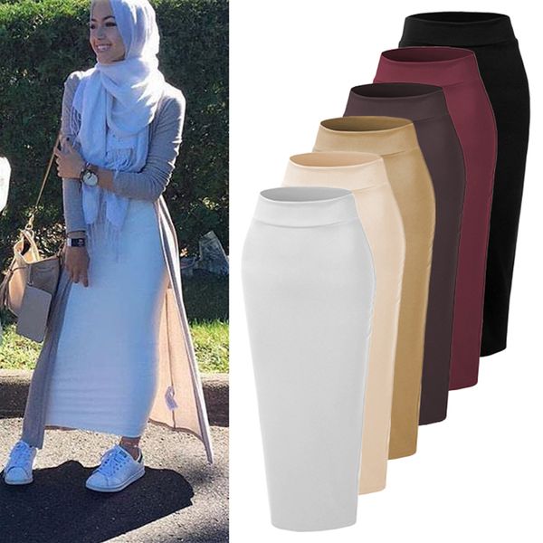 

vestidos faldas mujer moda 2018 uae abaya dubai kaftan muslim long bodycon maxi skirt dress women turkish islamic skirts clothes, Red