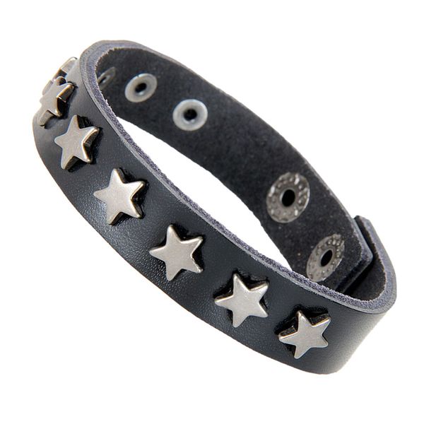 

novelty pu leather star wristband cuff bracelet bangle charm women men jewelry, Golden;silver