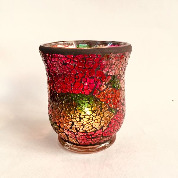 

newglass masaic hurricane candle holder,5 color available,usd12.99/pc