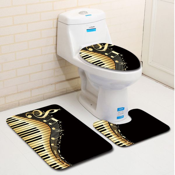 

zeegle creative hd printing 3pcs bathroom rugs anti-slip toilet mats set washroom floor mats absorbent bath rug shower foot pads