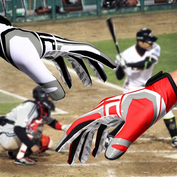 

2019 new baseball batter glove quality anti slip gel sports finger gloves windproof professional baseball hitter gloves, Black