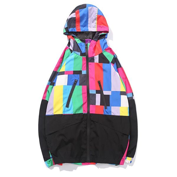 

мужчины hip hip 2020 толстовки techwear цвет блока многоцветный streetwear лоскутная вскользь проложенный parka куртки ветровки топы открыты, Tan;black