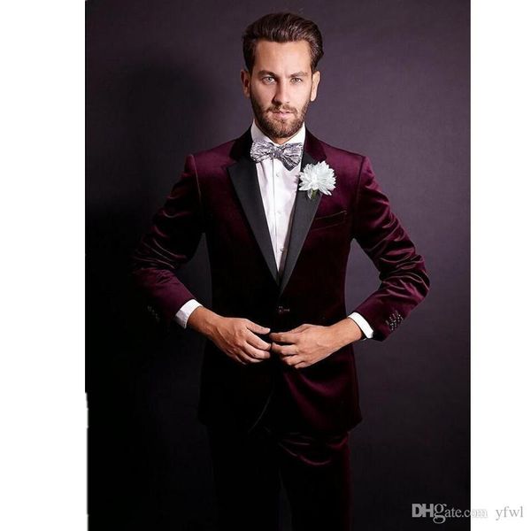 

classic velveteen tuxedos groom wedding men suits mens wedding suits tuxedo costumes de smoking pour hommes men(jacket+pants+tie) 277, Black;gray