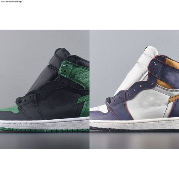 

original new basketball shoes jumpman 1 og 1s high pine green black court purple royal bred toe nc