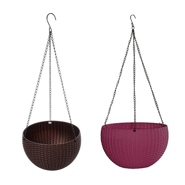 

2pcs creative hanging flower pot plastic planter basket outdoor landscape garden decoration
