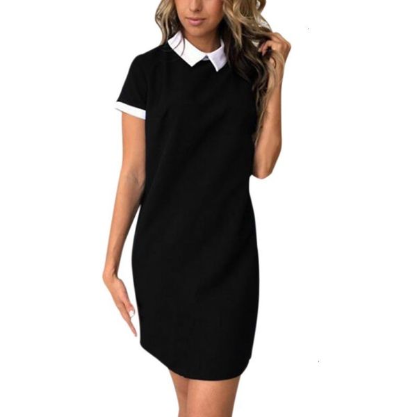 

women dress woman clothing casual style women school summer solid collar dress loose sweet casual mini vestidos lady designer clothes, Black;gray