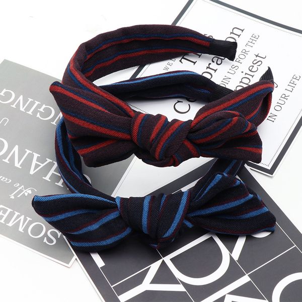 

2019 new arrival fashion striped bow hair knotted hair band for women headbands hairbands headwear factory price jewelry, Golden;white