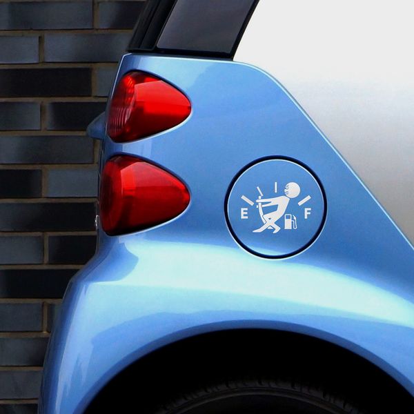 

1 pcs funny car sticker pull fuel tank pointer to full hellaflush reflective vinyl car sticker decal wholesale