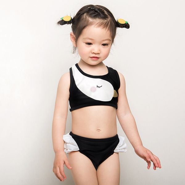 

black swan split children swimming super cute little girl girl baby swimsuit baby swimsuit, White;black