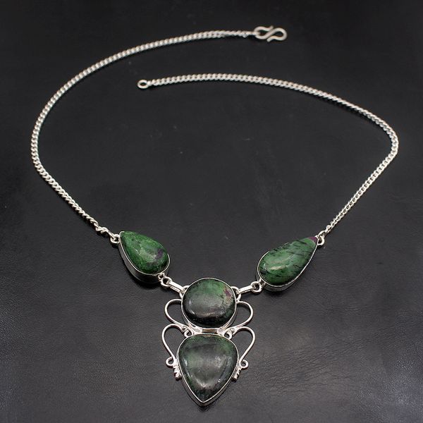 

origin natural new green obsidian 925 sterling silver charm pendant necklace women jewelry 17 inch h315