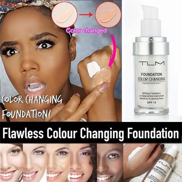 

tlm 30ml magic color changing liquid foundation makeup base nude face cover concealer long lasting makeup skin tone foundation