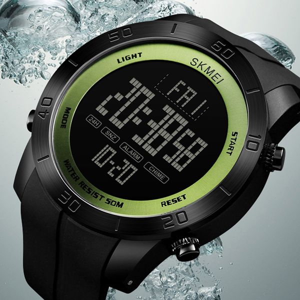 

mens sports watches dive 50m digital led watch men fashion casual electronics wristwatches clock skmei, Slivery;brown
