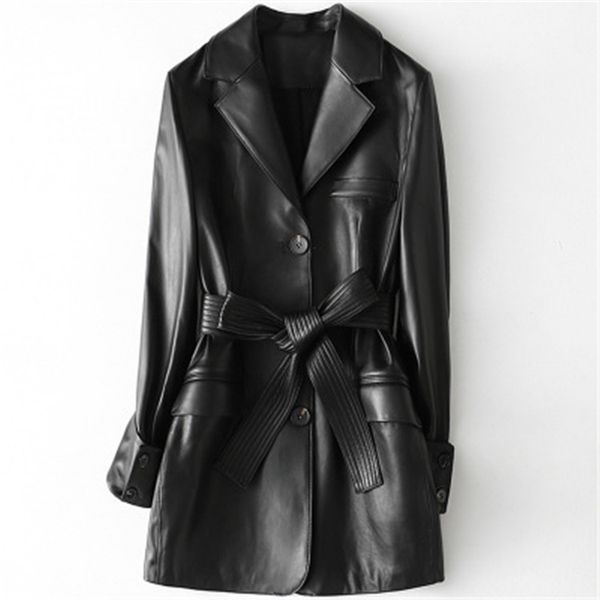 

2020 женская весенняя натуральная овечья кожаная куртка h29, Black