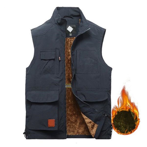 

мужские жилеты без рукавов держите теплый бархатный пиджак хлопок повседневный мульти карманный жилет мужчины жилет пальто плюс размер m-6xl, Black;white