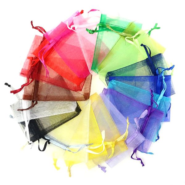 

50pcs organza bags jewelry packaging bags wedding party decoration drawable gift pouches drawstring gift bag 7x9cm