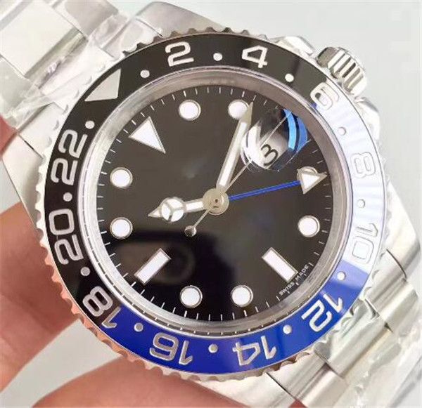 

w04 batman watch men self-wind mechanical automatic black blue watches ceramic bezel mens glide lock strap wristwatches adjustable clasp, Slivery;brown