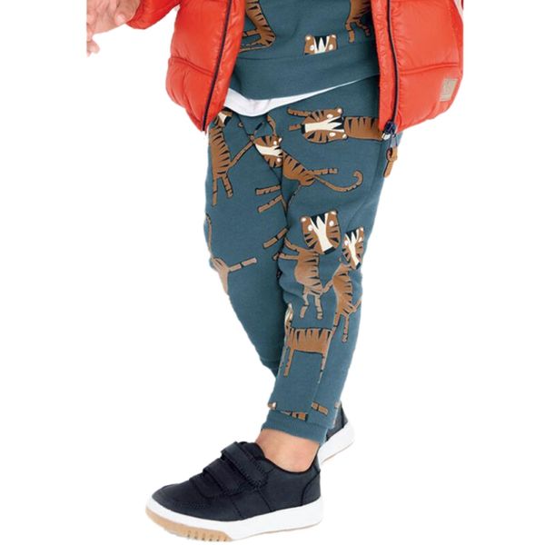 

child boys girls mid waist elastic pants spring autumn trousers 2-7y cotton cartoon animal kid loose pants, Blue