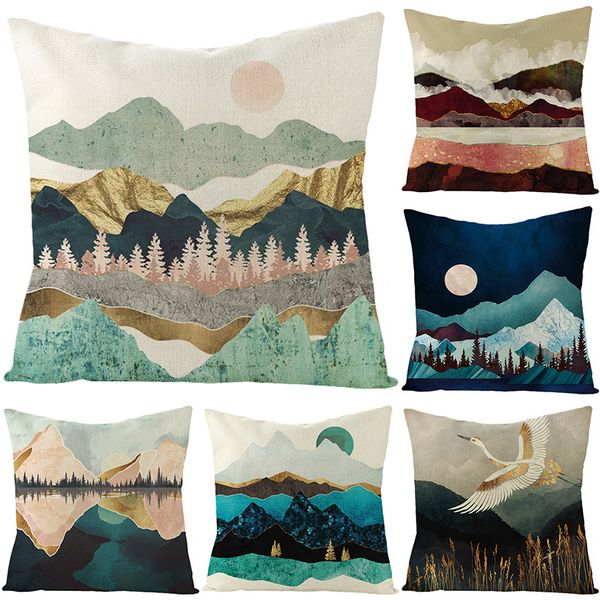 

пейзаж пейзаж декоративные подушки обложка mountain view home decor наволочка sunset cushions рождественские украшения для дома