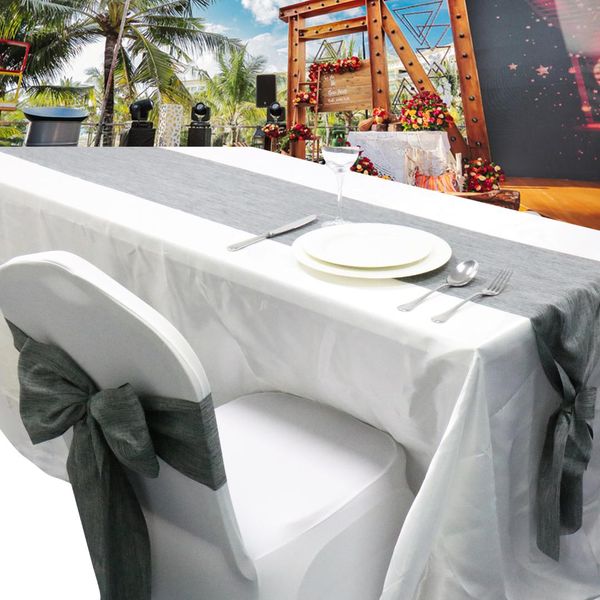 

1st burlap table runner for wedding ties imitated linen chair sash napkin place mat wedding party home decoration accessories