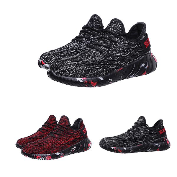 

homemade brand made in china fashion womens mens running shoes dark red black elastic fabric soft bottom mens trainers sports sneakers