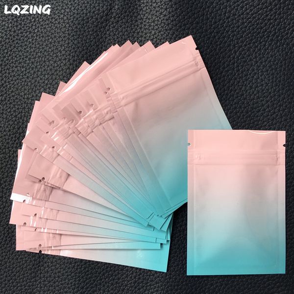

7 * 10 см 40pc градиент цвета flat упаковки подарок сумка мини zip замок алюминиевой фольга mylar розничный пакет сумка