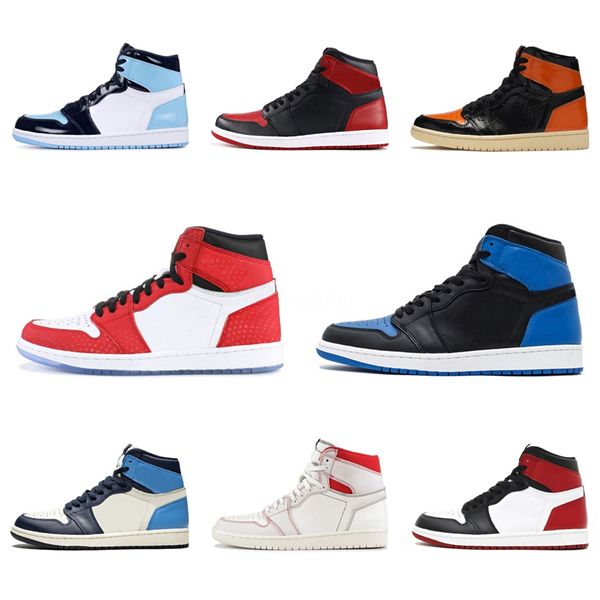 

men basketball shoes 1s high og unc to chicago grey black blue green travis scotts 1 bred 11s concord space jam jumpman women sports sn#679
