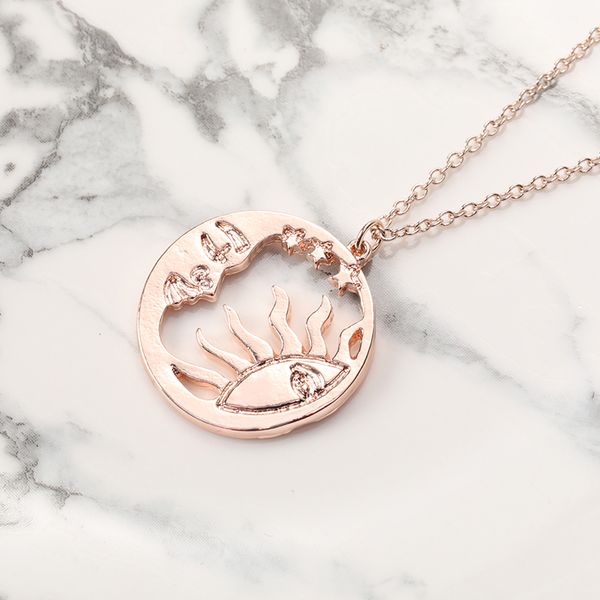 

30pcs round apollo face necklace unique smiling sun and moon god jewelry necklace for friend, Silver