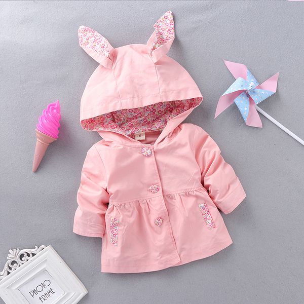 

hooded baby girls coat 1-4 years kids cotton jacket clothing for girls spring autumn manteau fille windbreaker, Blue;gray