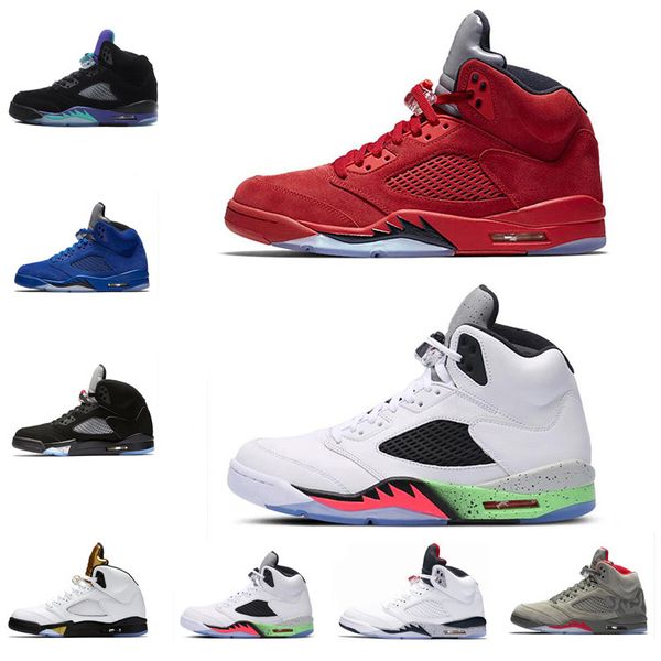

5s men basketball shoes og black metallic red blue suede 5 men basketball shoes sneaker size 7-13