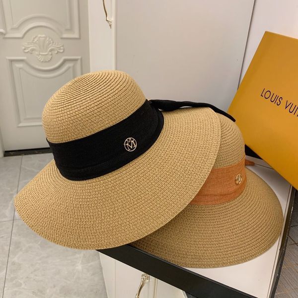 

bowknot straw straw butterfly cornice cap french elegant sun summer travel sun hat face small lady all-match wide brim hat, Blue;gray