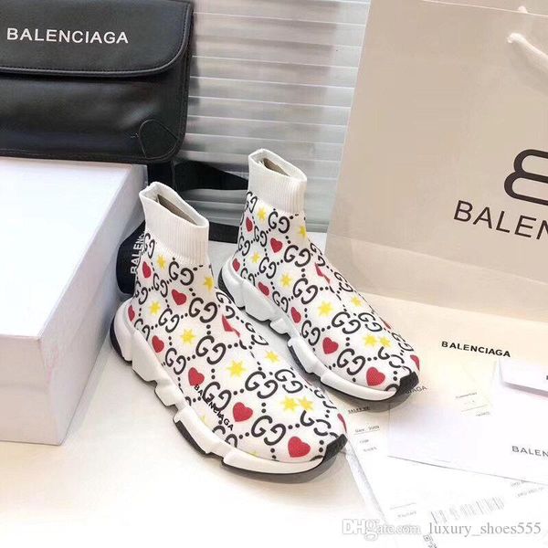 

r luxury casual shoes, fashion knitted printed socks boots speed clear sole casual sneakers, size 35-45 with original box