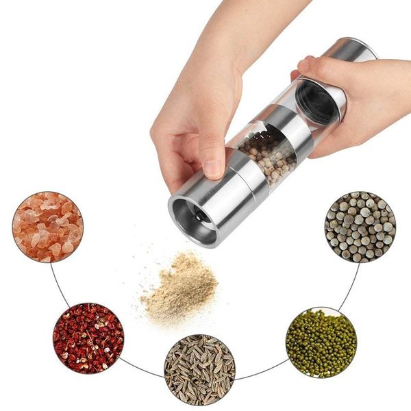 

2 в 1 соль и перец grinder комплект из нержавеющей стали соль grinder с регулируемым керамическим rotor, соль мельница и перец мельница встр