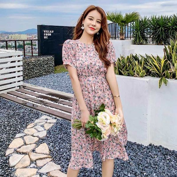 

mozuleva 2020 new summer colorful flower print women short-sleeve chiffon dress female o-neck party holiday dress bohe vestidos, Black;gray