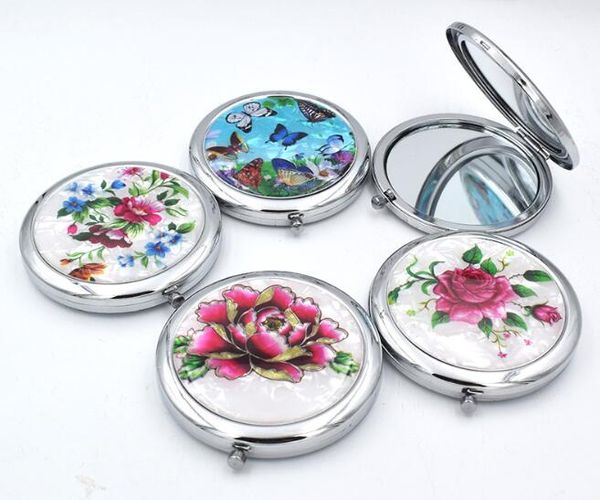 

1pcs mini makeup compact pocket mirror flower butterfly metal portable two-side folding makeup mirror vintage cosmetic mirrors