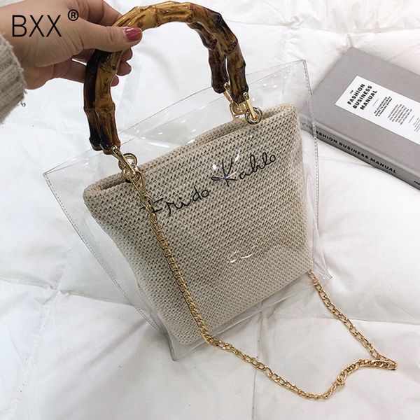 

bxx] summer 2020 vintage small handbag transparent women chain straw bag lady travel beach travel shoulder crossbody bags hl691