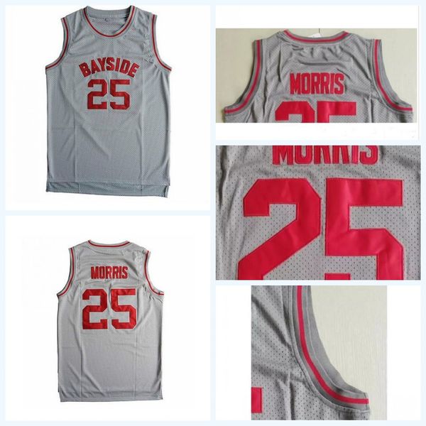 

Mens #25 ZACK MORRIS' SAVED BY THE BELL BAYSIDE JERSEY Movie Basketball Jersey Grey Stitched Sport Uniform Embroidery Basketball Jersey