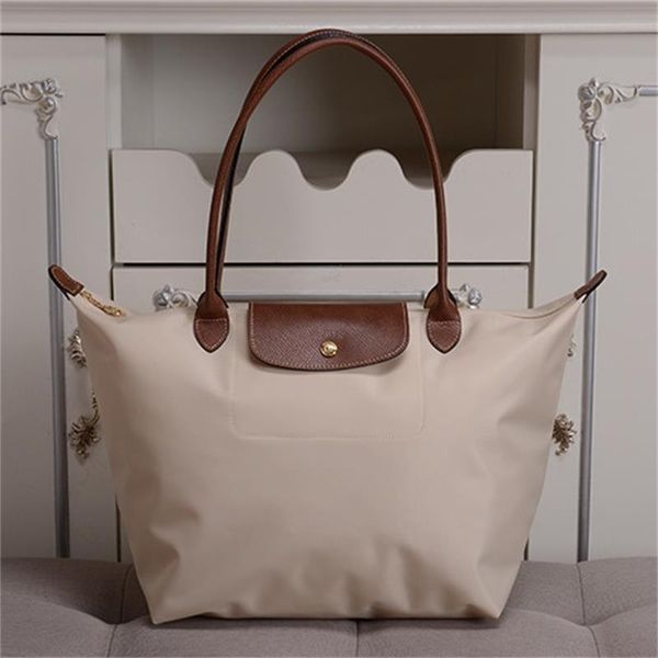 

fashion women nylon cloth handbag with leather handle large capacity dumpling bun with long handle wild mother bag