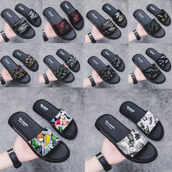 

men's shoes sandals and slippers street hip-hop new sports tide brand word drag non-slip indoor and outdoor wear beach shoes, Black