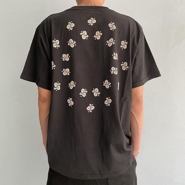 

20ss paisley путаница tee омывается урожай цветочные печати tee high street скейтборд короткие рукава мужчины женщины summer hip hop футболк, White;black