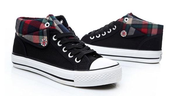 

spring autumn ankle shoes women increased high shoes mixed, Black;white