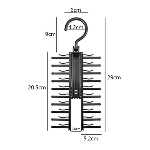 

20 rows of non-slip tie silk scarves clips rack holder tie hanger with 360 degree rotation for home wardrobe storage