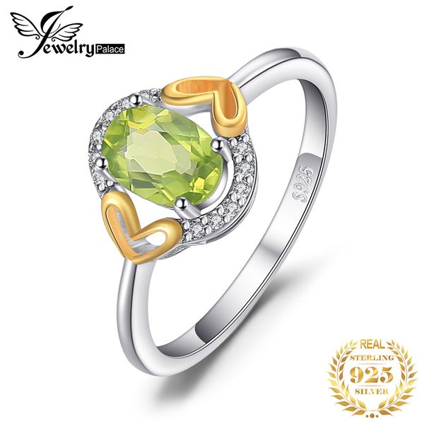 

jewelrypalace genuine peridot ring 925 sterling silver rings for women engagement ring silver 925 gemstones jewelry fine jewelry, Slivery;golden